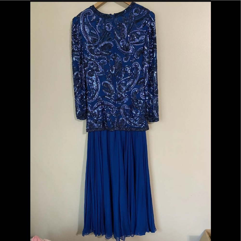 Madison magique silk beaded evening gown blue wedding event mother of the…